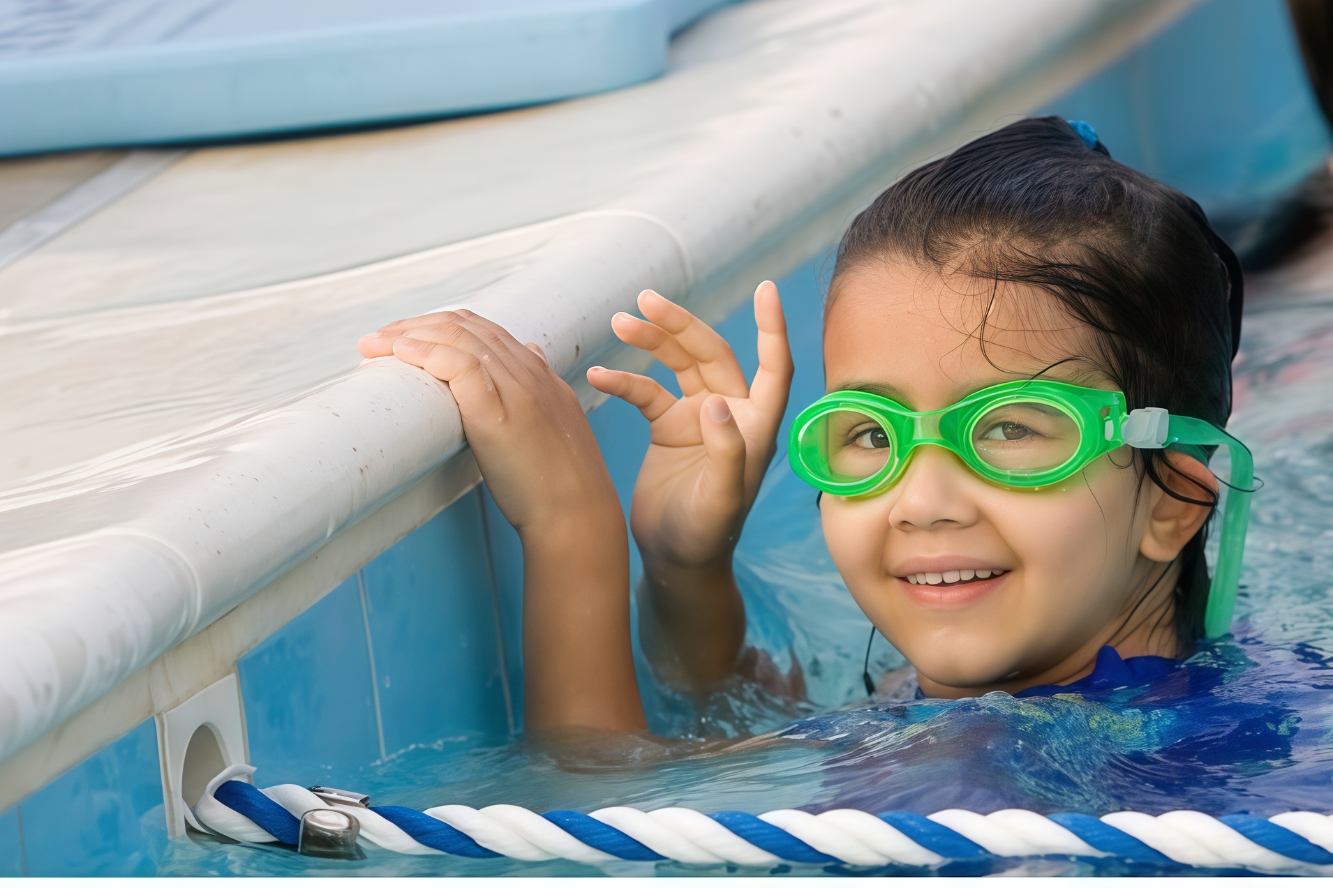 Child learning to swim